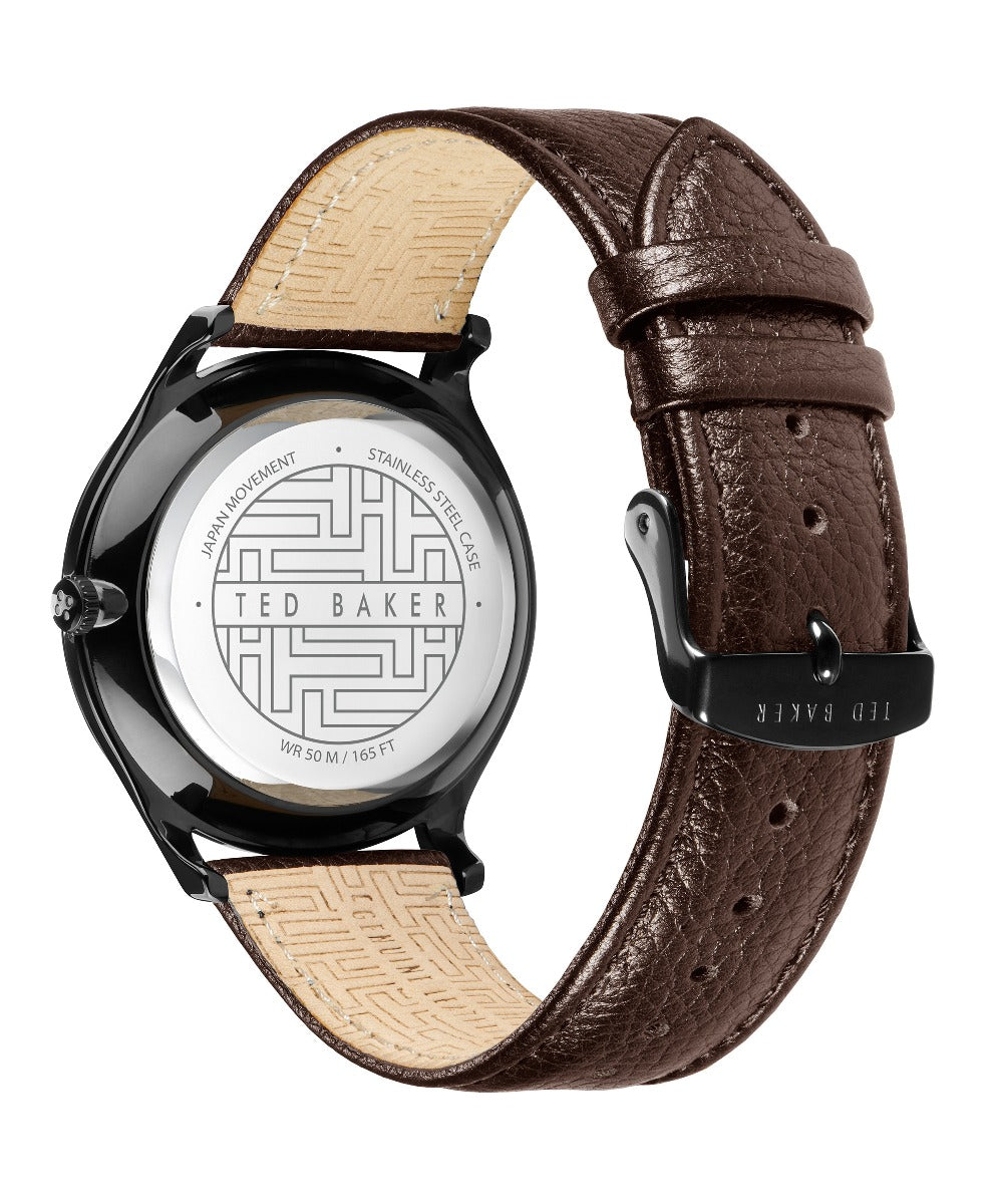 Ted Baker Mens Watch with Blue Dial and Brown Leather Strap BKPMHS114