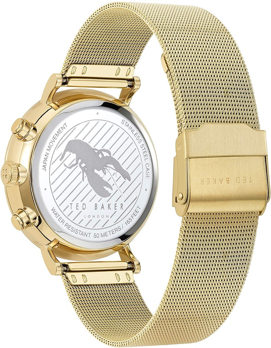 Ted Baker Mimosaa Mens Chronograph Watch with Gold Milanese Strap BKPMMF902