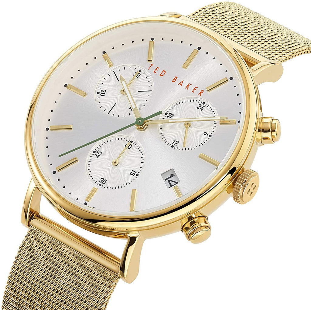Ted Baker Mimosaa Mens Chronograph Watch with Gold Milanese Strap BKPMMF902