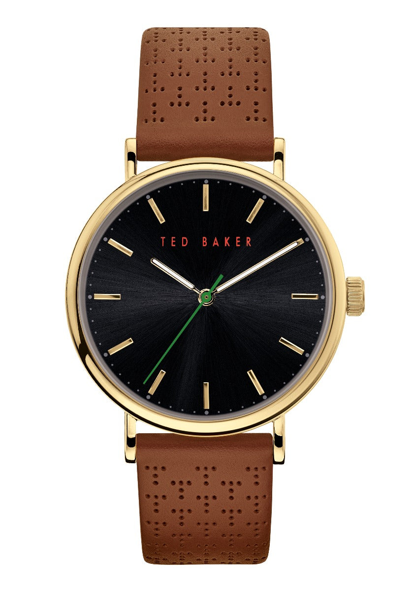 Ted Baker Mens Watch with Black Dial and Brown Leather Strap BKPMMF911