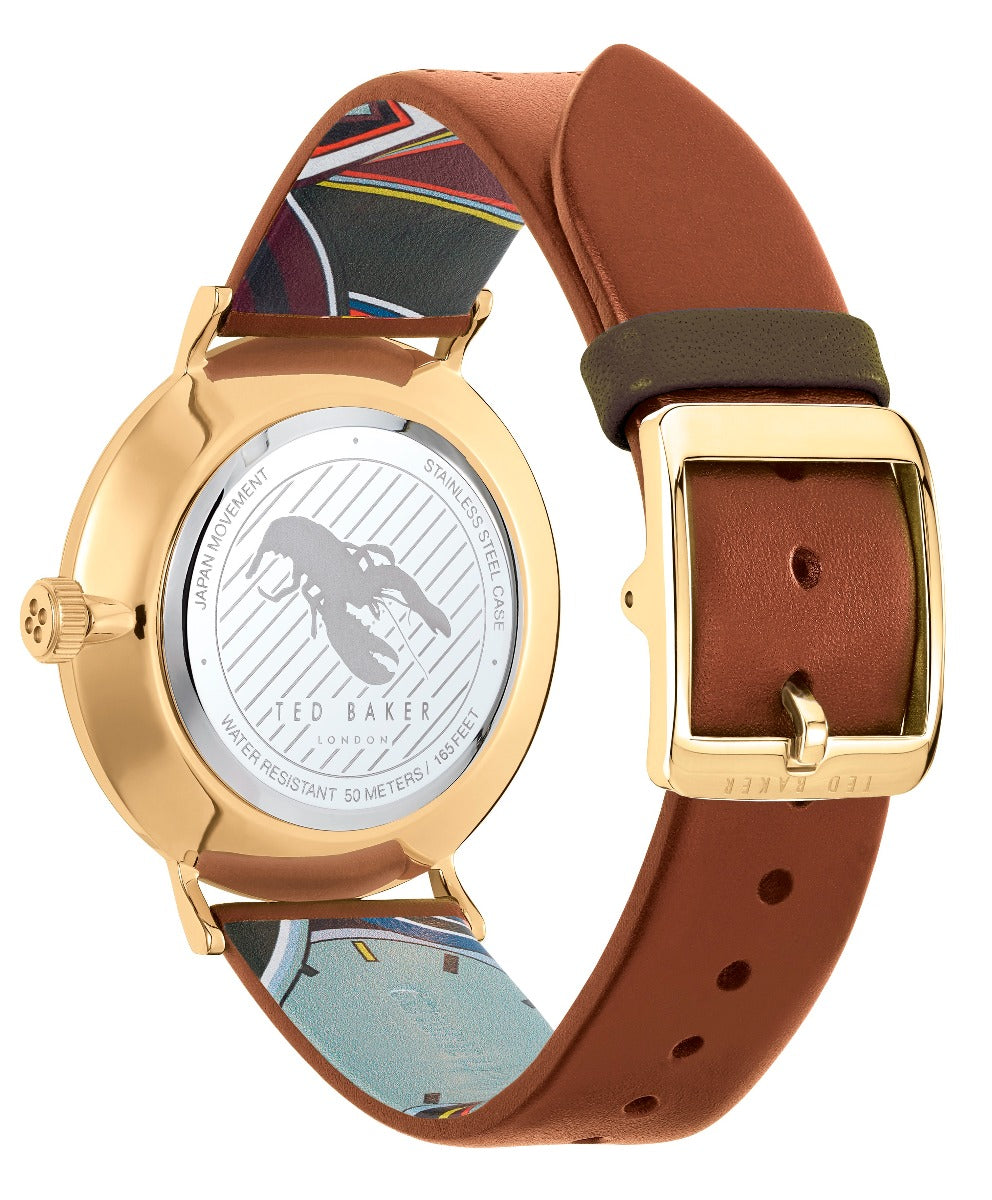 Ted Baker Mens Watch with Black Dial and Brown Leather Strap BKPMMF911