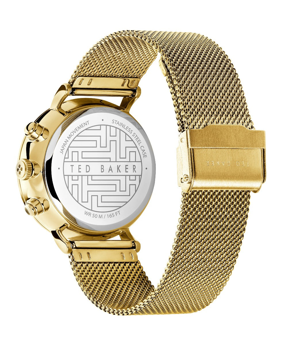 Ted Baker Mens Watch with Black Dial and Gold Strap BKPMMS118