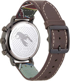 Watsh Cronograff i Ddynion Ted Baker gyda Deial Du a Strap Brown BKPMRF902
