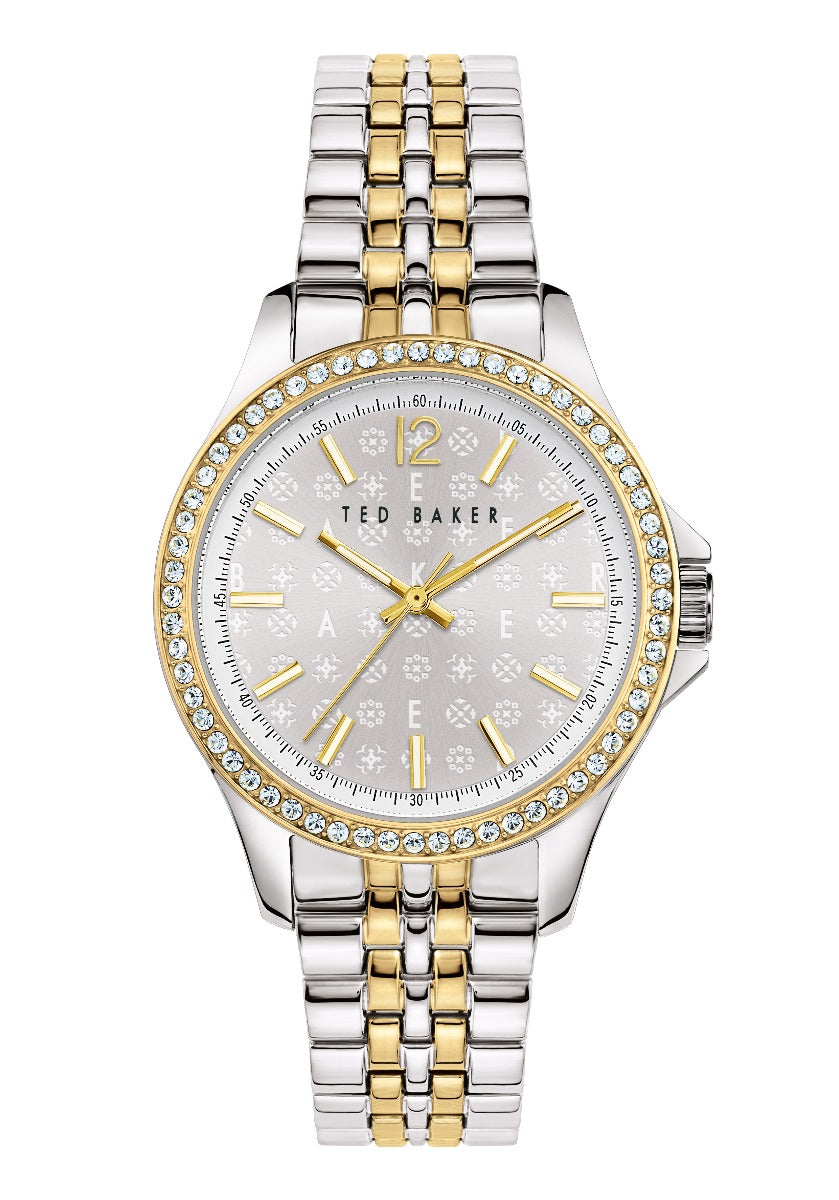 Ted Baker Nicolya - Cloc Merched gydag Wyneb Arian a Breichled Dau-Dôn BKPNIF902