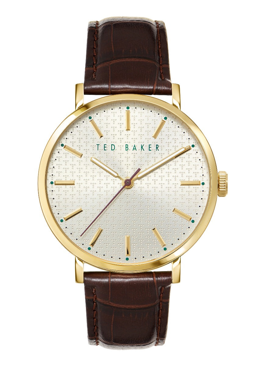 Ted Baker Mens Watch with Silver Dial and Brown Leather Strap BKPPGF008