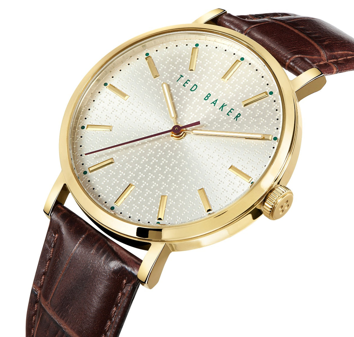 Ted Baker Mens Watch with Silver Dial and Brown Leather Strap BKPPGF008