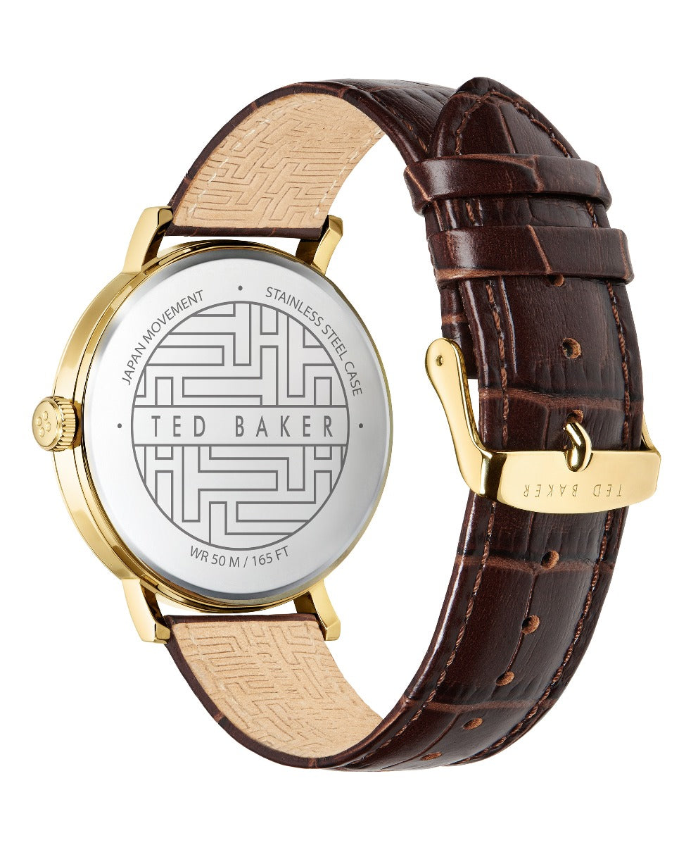 Ted Baker Mens Watch with Silver Dial and Brown Leather Strap BKPPGF008
