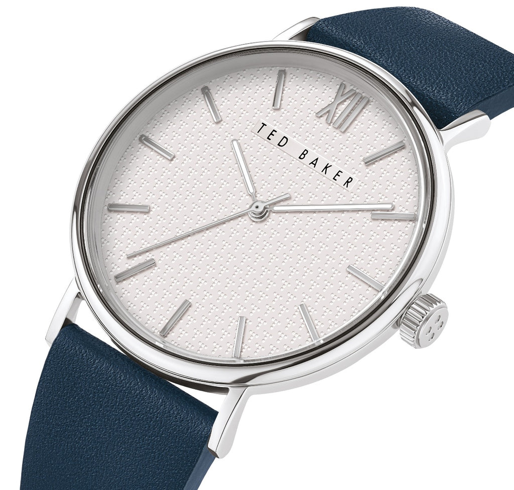 Ted Baker Phylipa Mens Watch with Silver Dial and Blue Leather Strap BKPPGS001