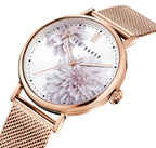 Ted Baker Ladies Watch with Lilac Flower Dial and Rose Gold Milanese Strap BKPPHF010