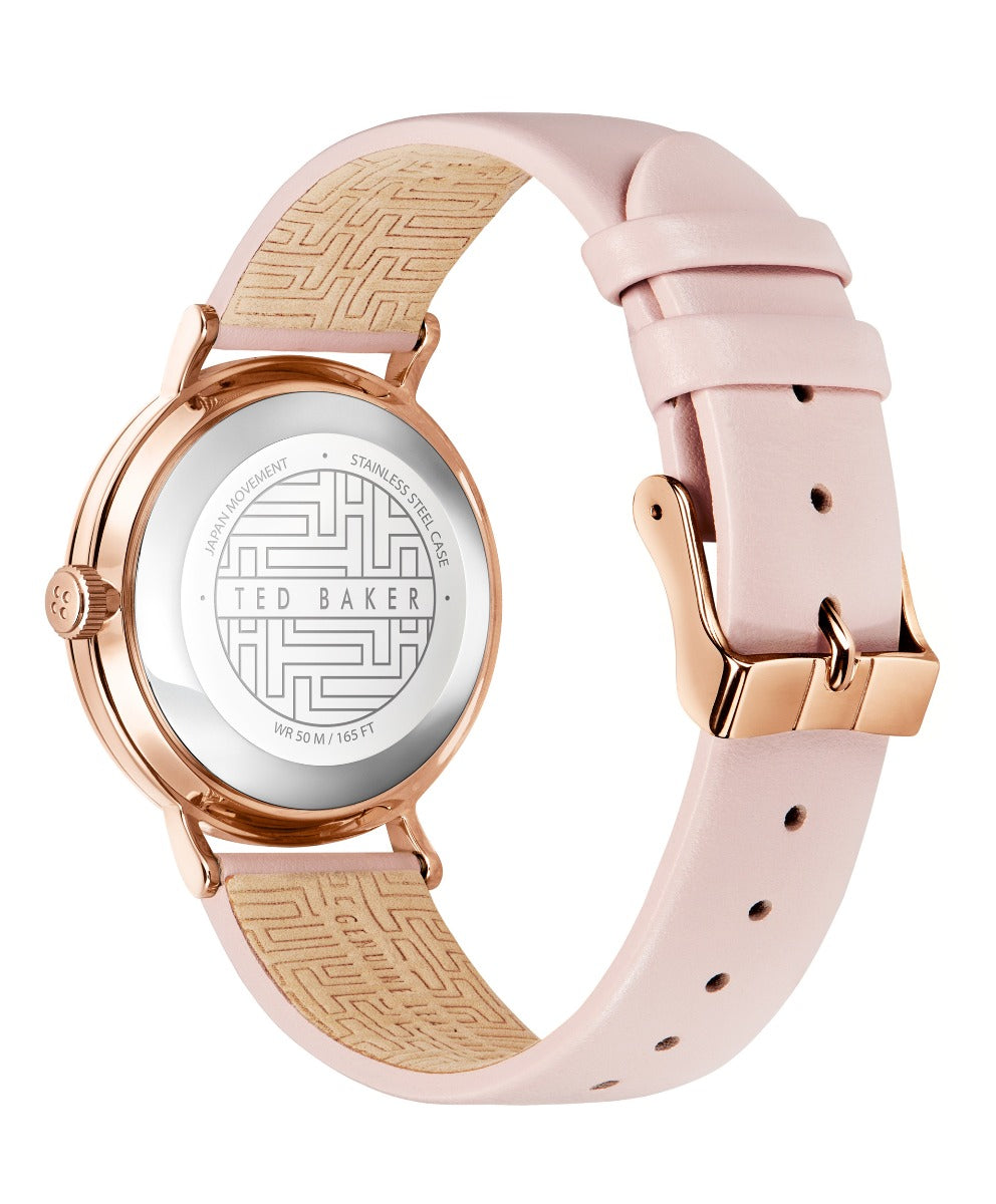 Ted Baker Ladies Watch with Pink Glitter Dial and Pink Leather Strap BKPPHS136