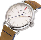 Gwylio Dynion Ted Baker Tomcoll gyda Deial Gwyn a Strap Brown BKPTMF905