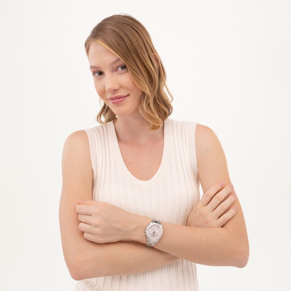 Boss Alley Ladies Watch with Pink Dial and Silver Strap 1502825