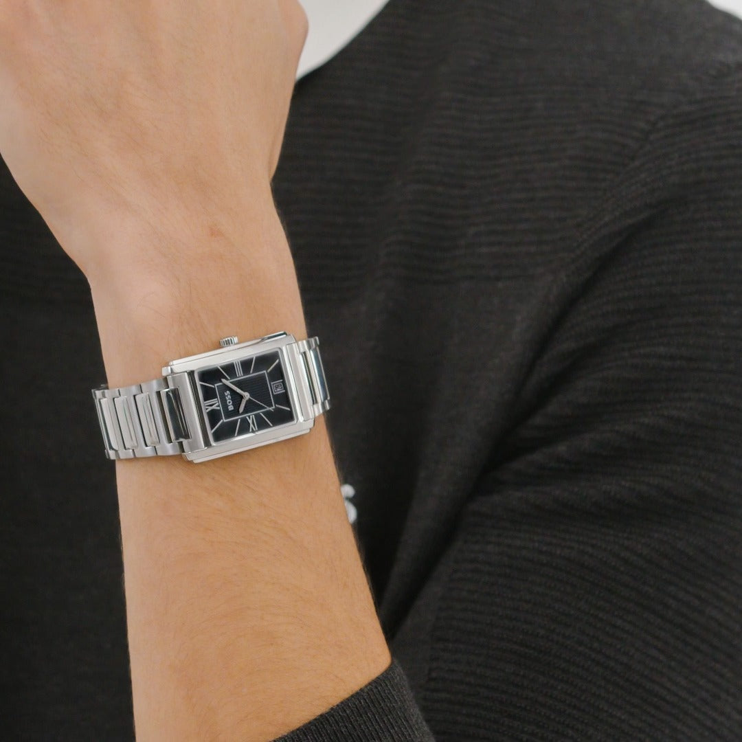 Boss Principle Dress Mens Watch with Black Dial and Silver Strap 1514297