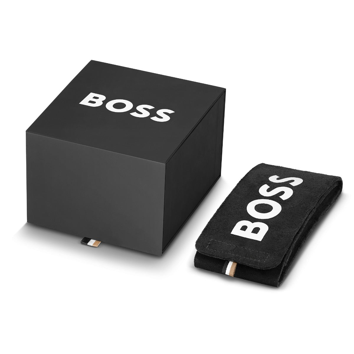 Boss Troper Sport Gwylio Dynion gyda Deial Du a Strap Arian 1514304