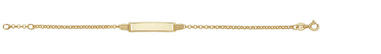 Breichled ID Aur Melyn 9ct 5.5"