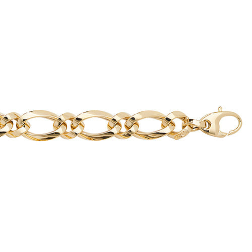 Breichled 9ct Aur Melyn 7.5"