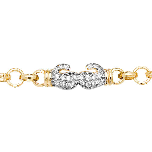 Breichled Menig Bocsio Aur Melyn 9ct