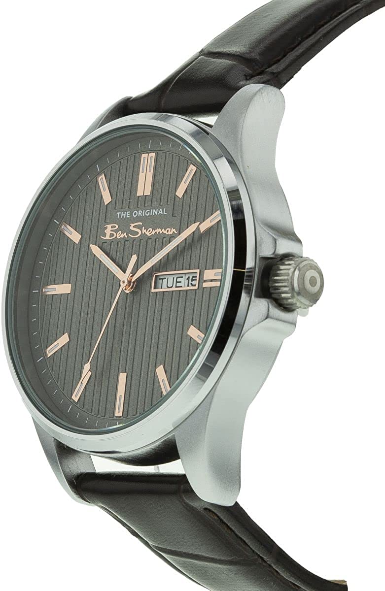 Ben Sherman Mens Watch with Grey Dial and Brown Strap BS063EBR