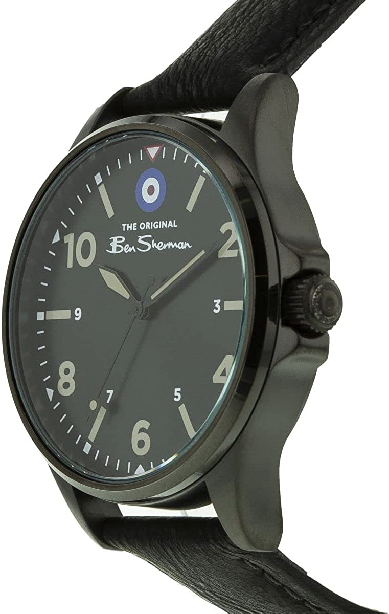 Ben Sherman Mens Watch with Black Dial and Black Leather Strap BS068B