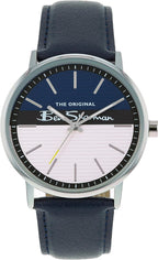 Gwylio Dynion Ben Sherman gyda Strap Lledr Llynges BS080U