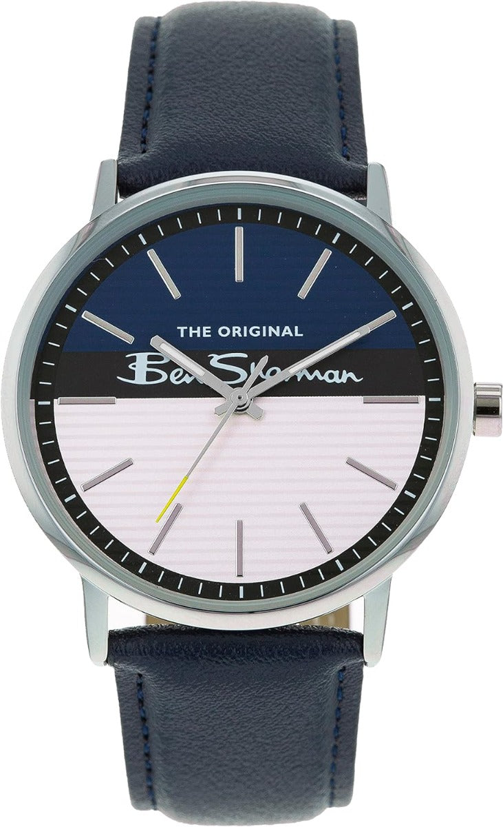 Gwylio Dynion Ben Sherman gyda Strap Lledr Llynges BS080U