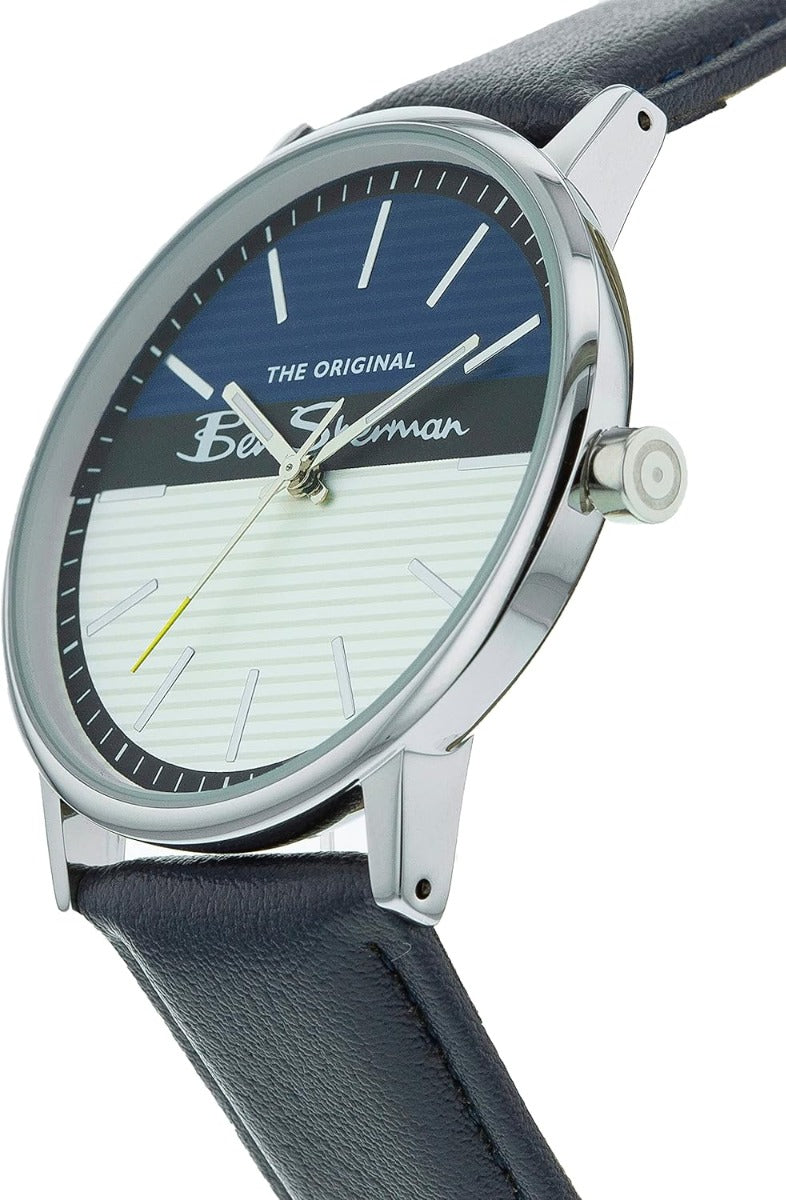 Gwylio Dynion Ben Sherman gyda Strap Lledr Llynges BS080U