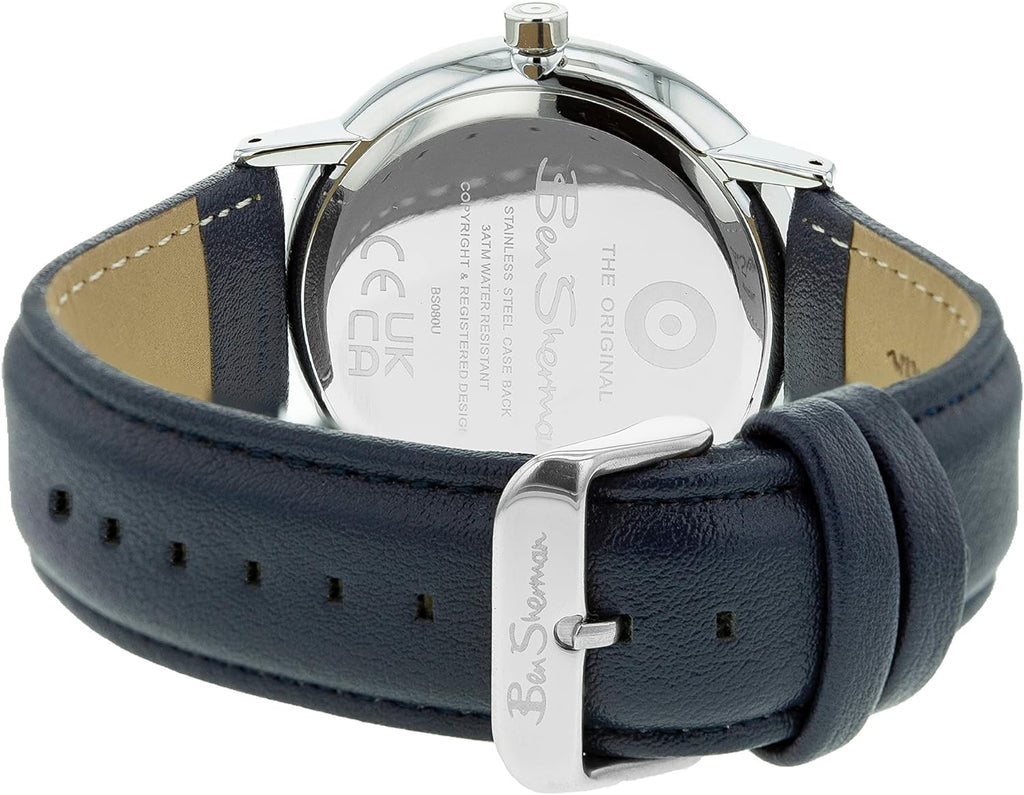 Gwylio Dynion Ben Sherman gyda Strap Lledr Llynges BS080U
