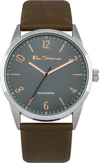 Ben Sherman Classic Mens Watch with Grey Dial and Brown PU Leather Strap BS152