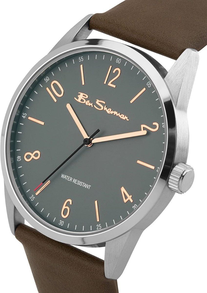 Ben Sherman Classic Mens Watch with Grey Dial and Brown PU Leather Strap BS152