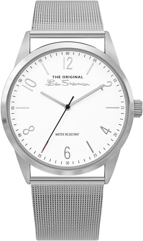 Ben Sherman Classic Mens Watch with White Dial and Silver Milanese Strap BS171