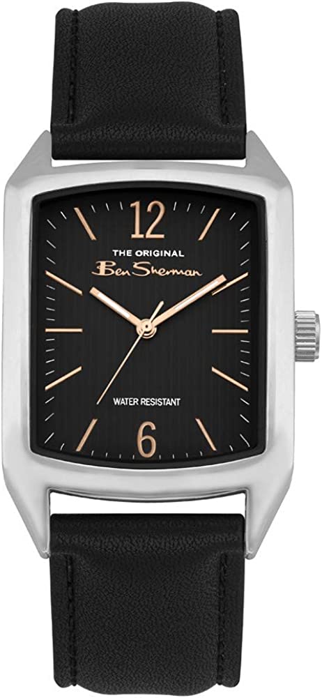Ben Sherman Mens Watch with Black Dial and Black Leather Strap BS183