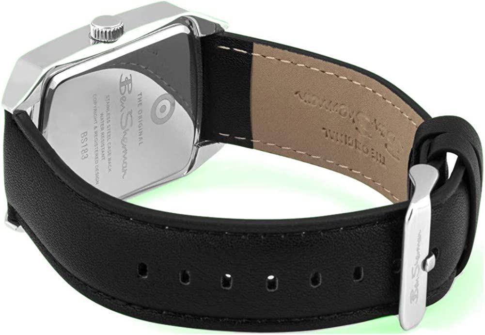 Ben Sherman Mens Watch with Black Dial and Black Leather Strap BS183