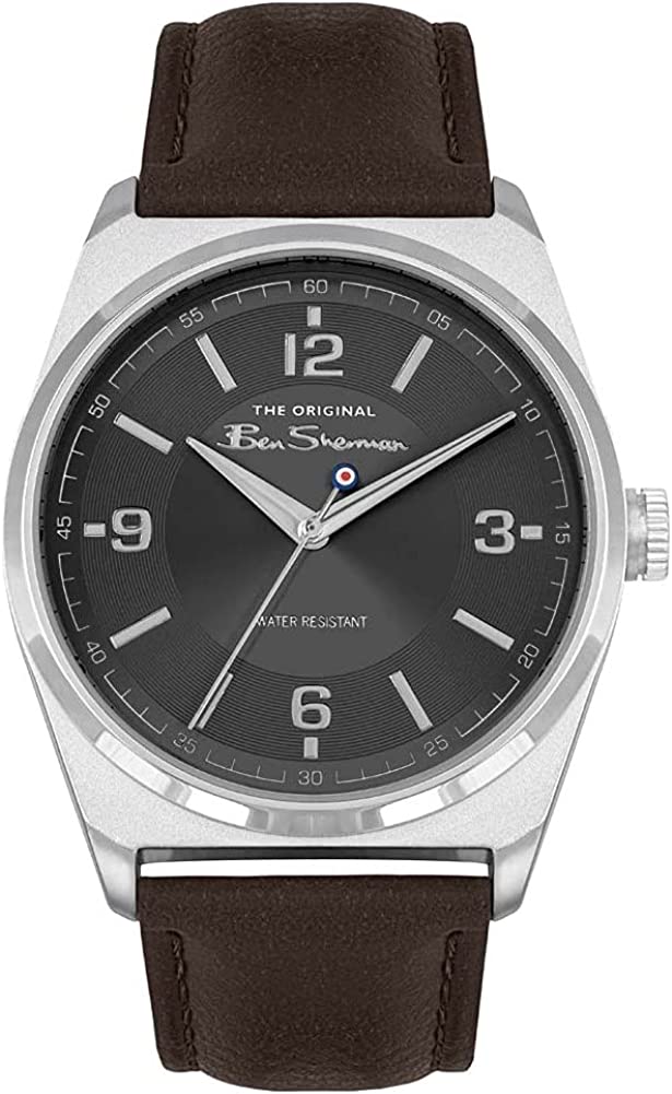 Ben Sherman Classic Mens Watch with Grey Dial and Brown PU Leather Strap BS196