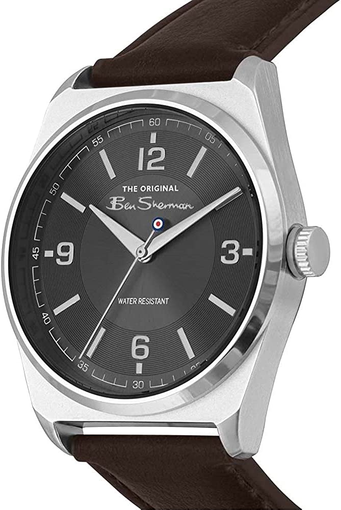 Ben Sherman Classic Mens Watch with Grey Dial and Brown PU Leather Strap BS196