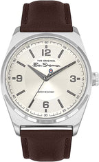 Ben Sherman Men's Watch with White Dial and Brown Leather Strap BS197