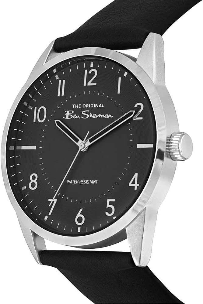 Ben Sherman Mens Watch with Black Dial and Black Leather Strap BS203