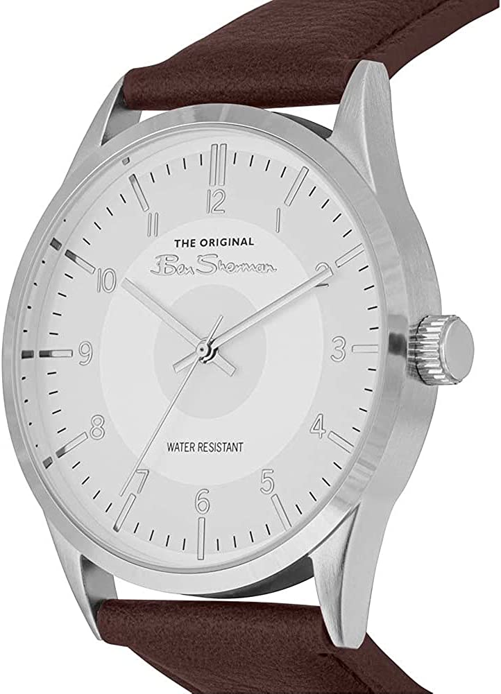 Ben Sherman Classic Mens Watch with White Dial and Brown Strap BS217