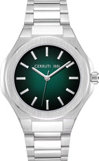 Cerruti 1881 Gwylio Dynion gyda Deial Gwyrdd a Breichled Arian CIWGG0043001
