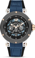 Cerruti 1881 Razzuolo Gwylio Awtomatig i Ddynion gyda Strap Silicon Glas a Lledr CIWGQ2224802