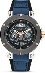 Cerruti 1881 Razzuolo Gwylio Awtomatig i Ddynion gyda Strap Silicon Glas a Lledr CIWGQ2224802