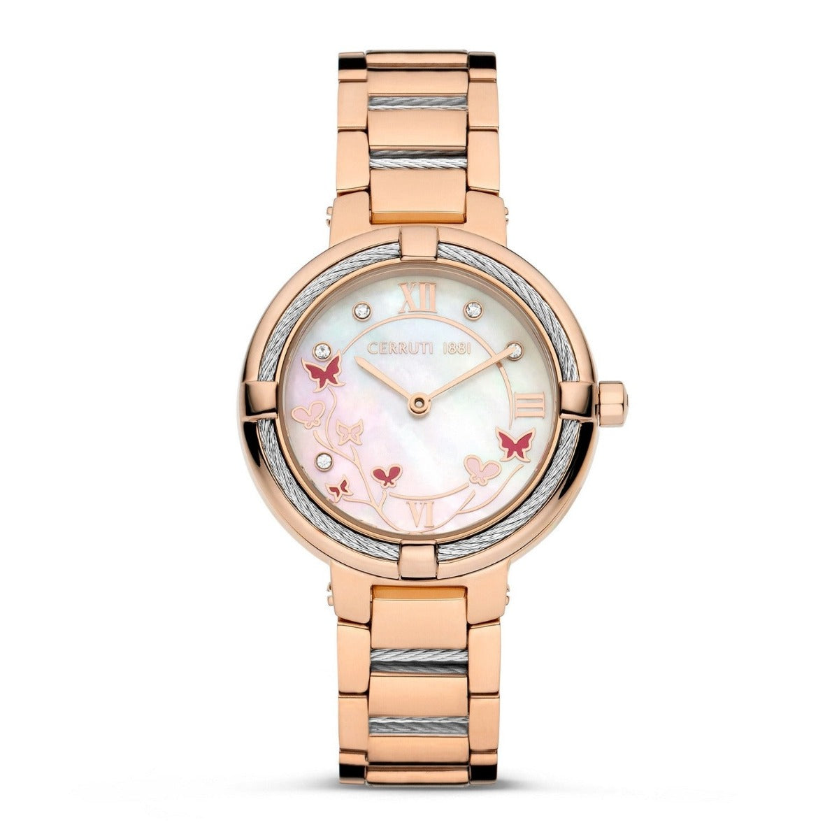 Cerruti Ladies Watch with White MOP Dial and Rose Gold Bracelet CIWLG0008305