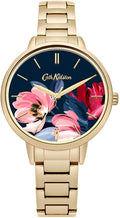 Ladies Cath Kidston Watch with Gold Strap and Black Dial CKL050GM