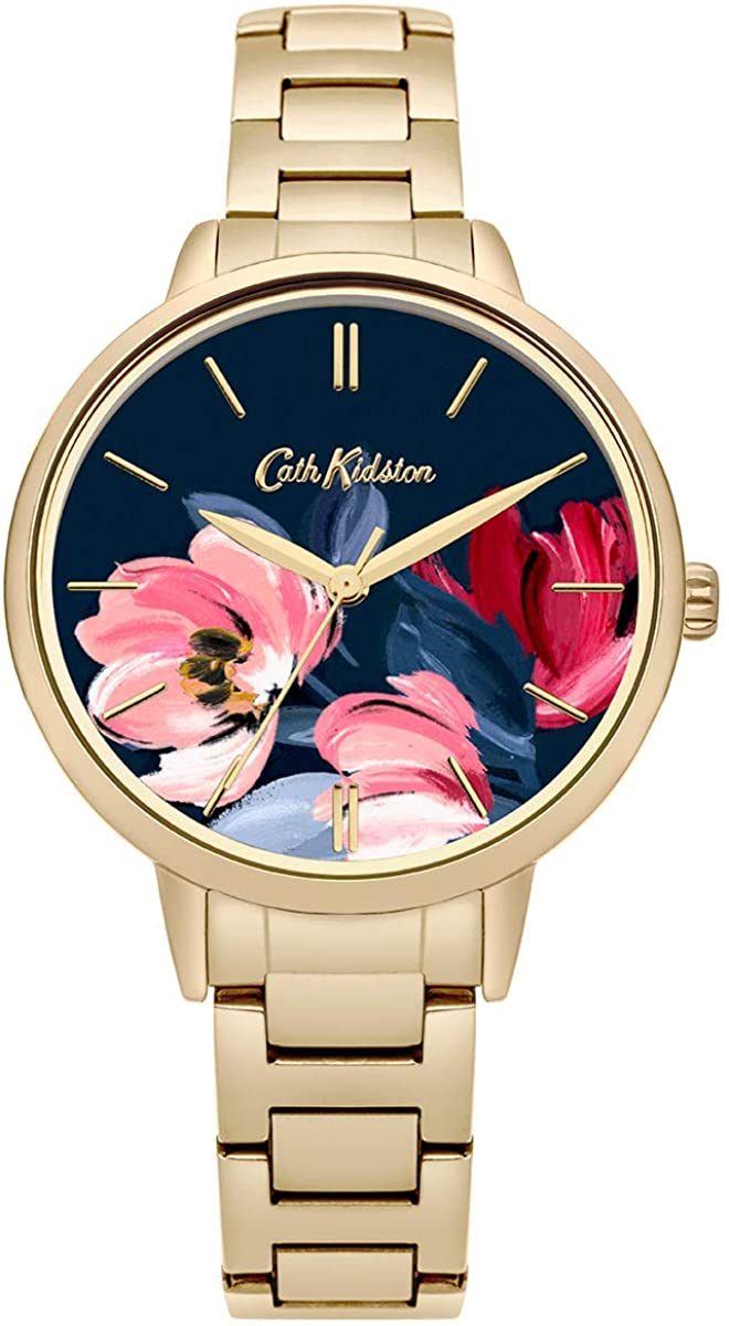 Ladies Cath Kidston Watch with Gold Strap and Black Dial CKL050GM