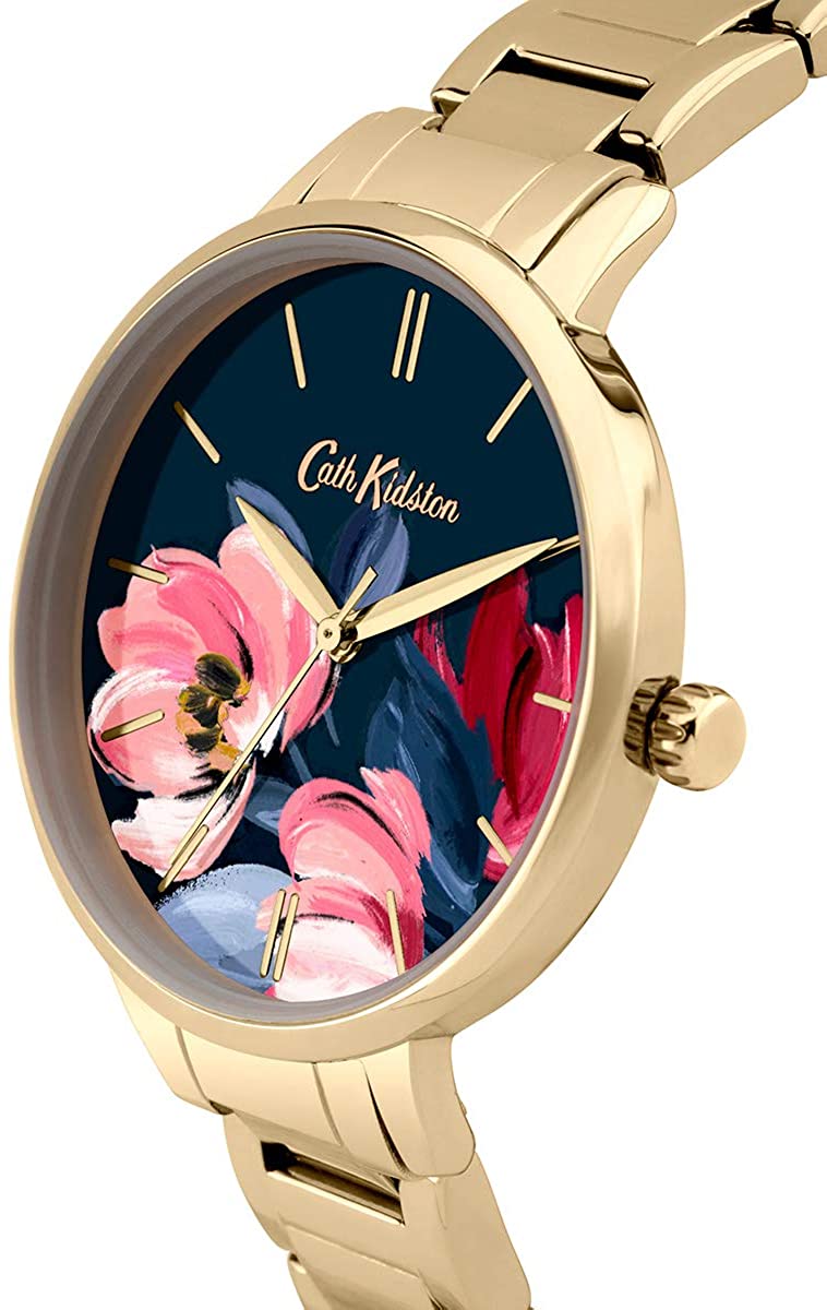 Ladies Cath Kidston Watch with Gold Strap and Black Dial CKL050GM
