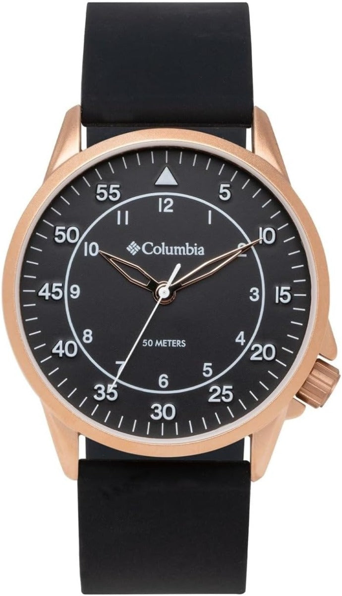 Clocsen Gwrywaidd Columbia Viewmont gydag Wyneb Du a Strap Ddu CSS15-008