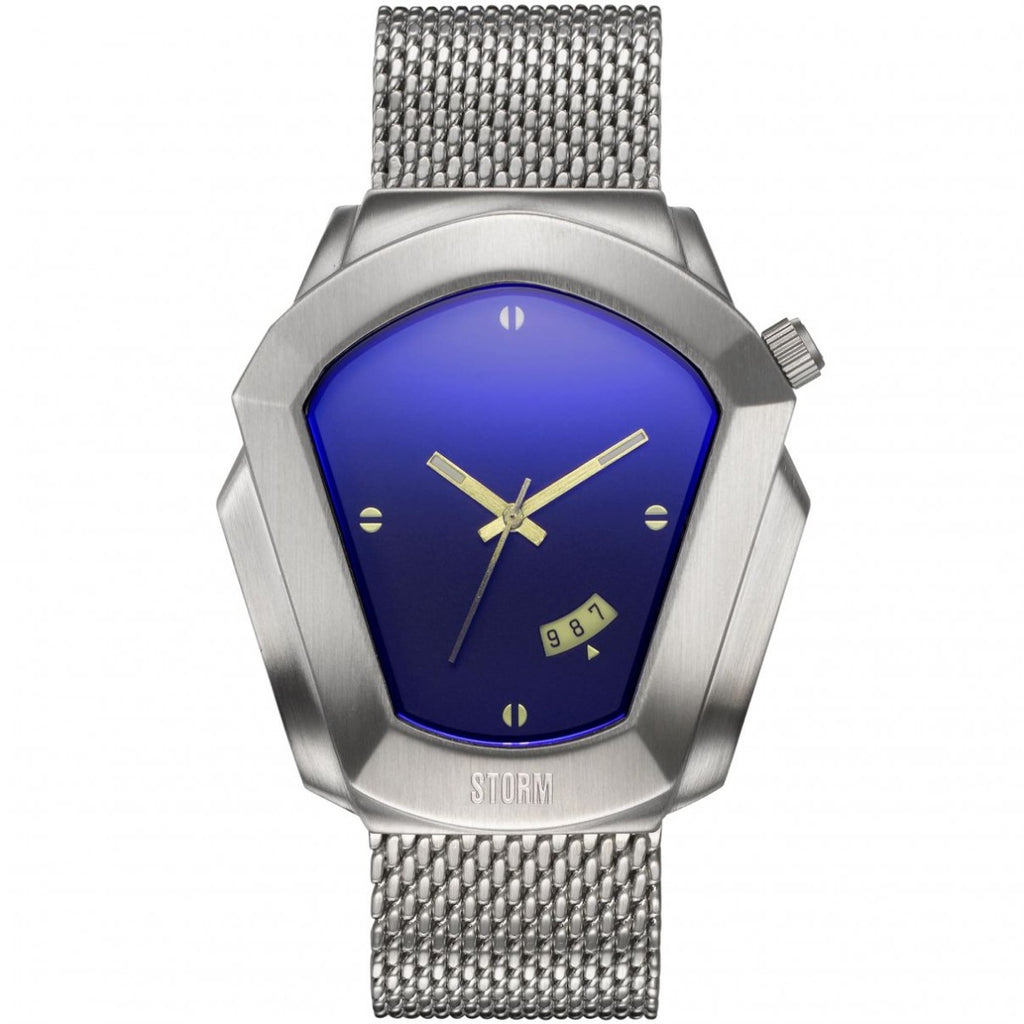 Gwylio Cyrex Lazer Blue i Ddynion gan Storm gyda Deial Glas a Breichled Arian 47488/LB