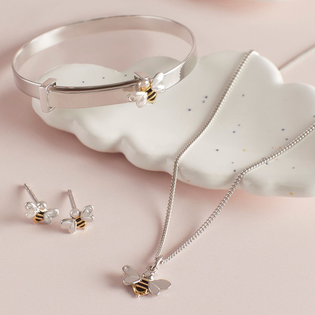 D for Diamond Enamel Bee Expanding Bangle with Real Diamond B5369