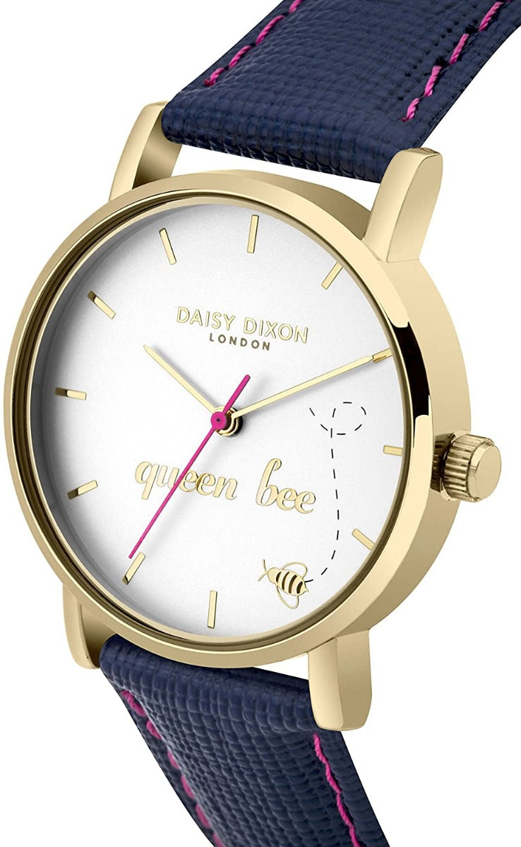 Daisy Dixon Ladies Analogue Classic Quartz Watch with Blue Leather Strap DD079UG