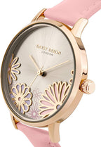Gwylio Merched Daisy Dixon Laura gyda Strap Lledr Pinc DD087CRG