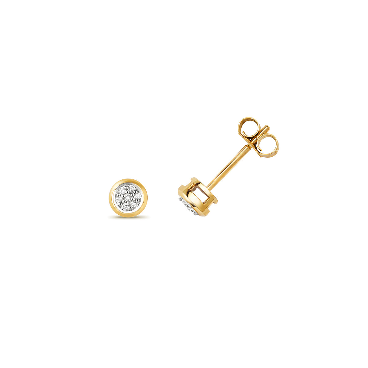 Clustdlysau Diemwnt Aur Melyn 9ct 0.06CT